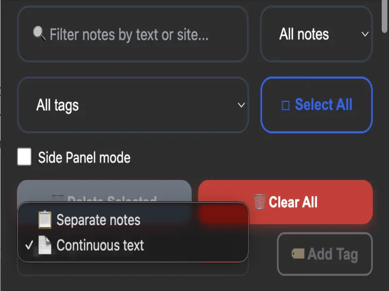 Notas Separadas o Texto Continuo